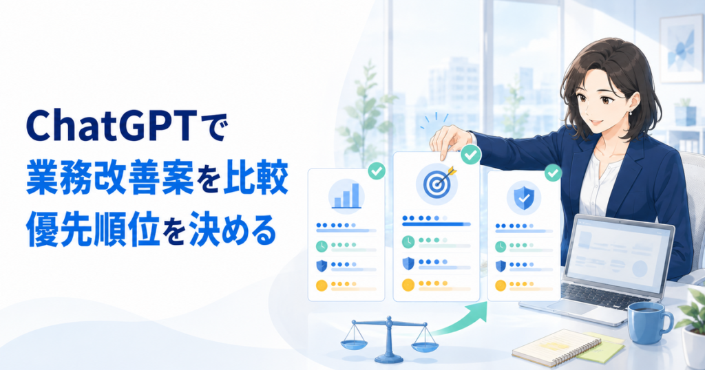 ChatGPTで業務改善案を比較する方法｜効果・工数・リスクで優先順位を決める
