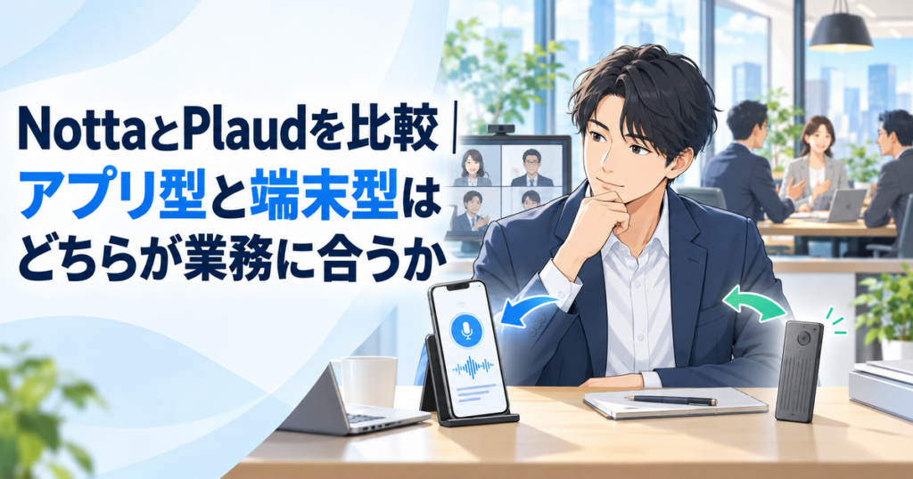 NottaとPlaudを比較｜アプリ型と端末型はどちらが業務に合うか
