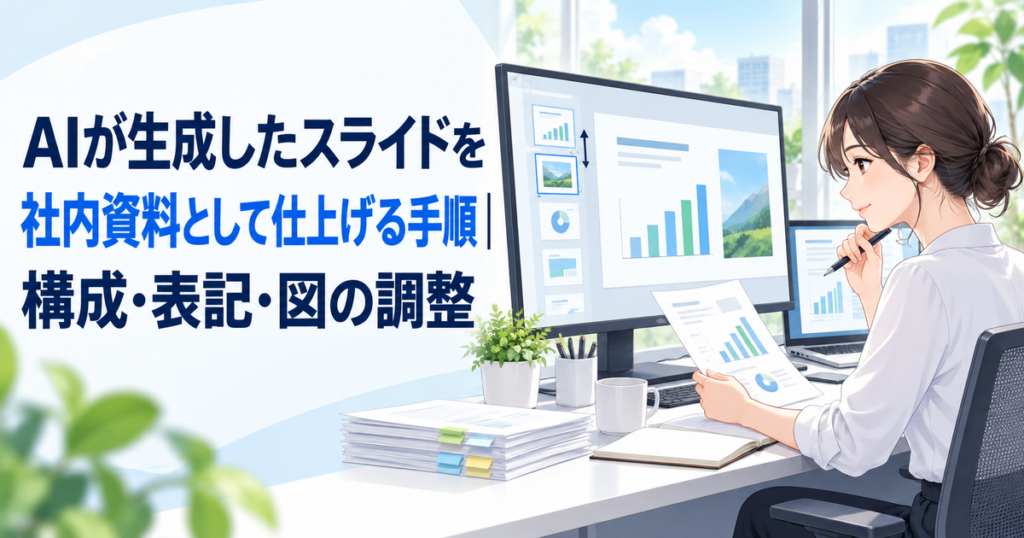 AIが生成したスライドを社内資料として仕上げる手順｜構成・表記・図の調整